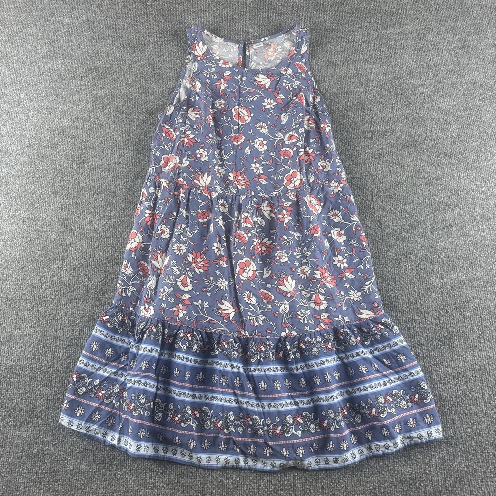 Old Navy Dress Women XS Blue Floral Sleeveless Ruffle Hem Trapeze Sundress Boho
